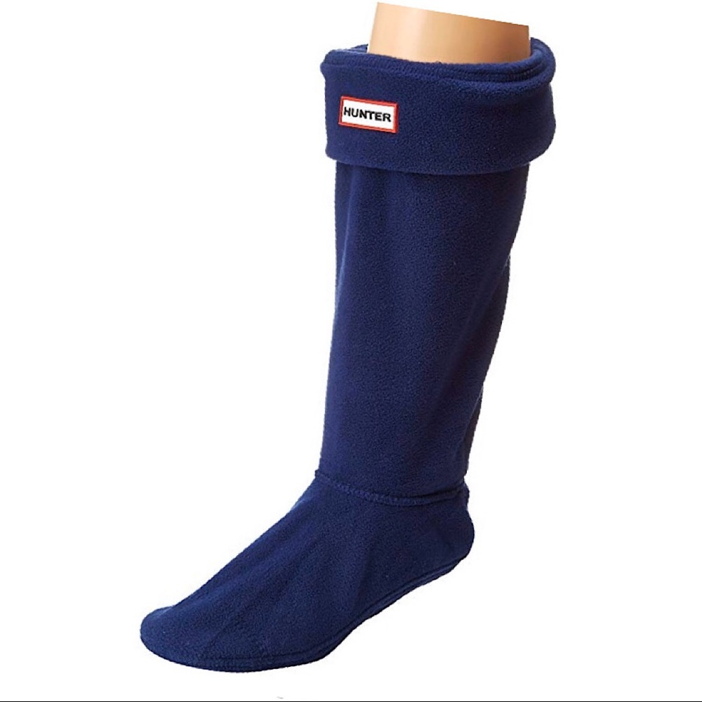 Tall Hunter boots navy blue fleece socks